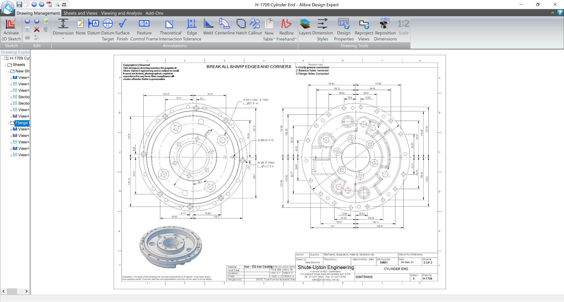 2D Drawings CAD Screenshots | Alibre 3D CAD